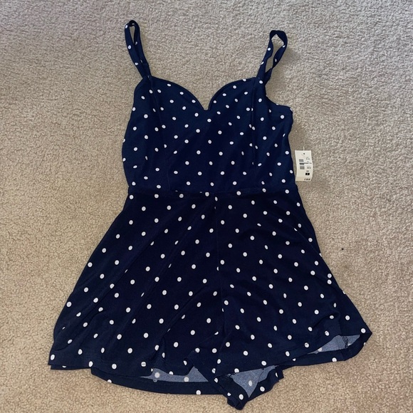 Dresses & Skirts - Women’s Blue/White Polka dot Romper